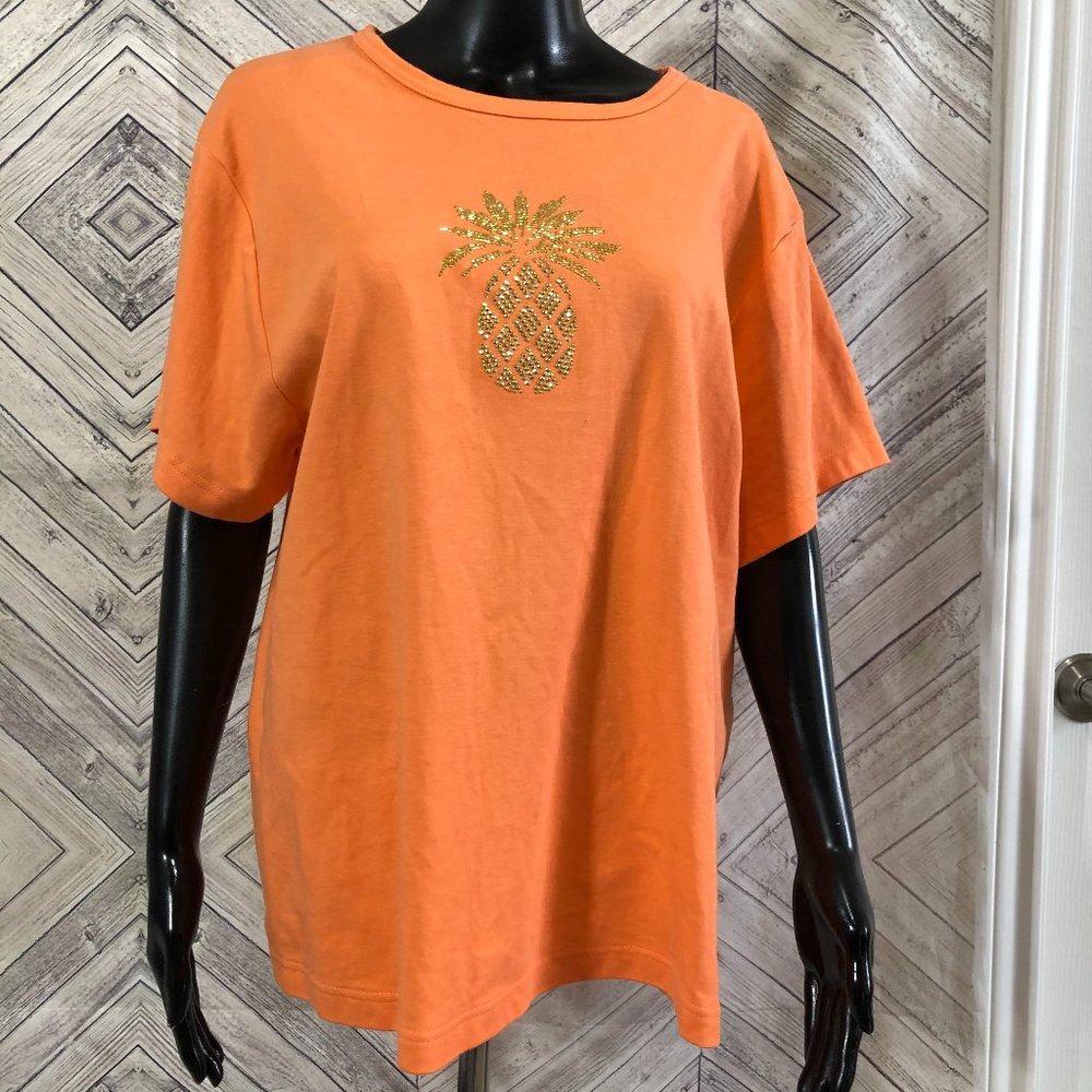 cruisewear & co XXL orange shirt gold embellished